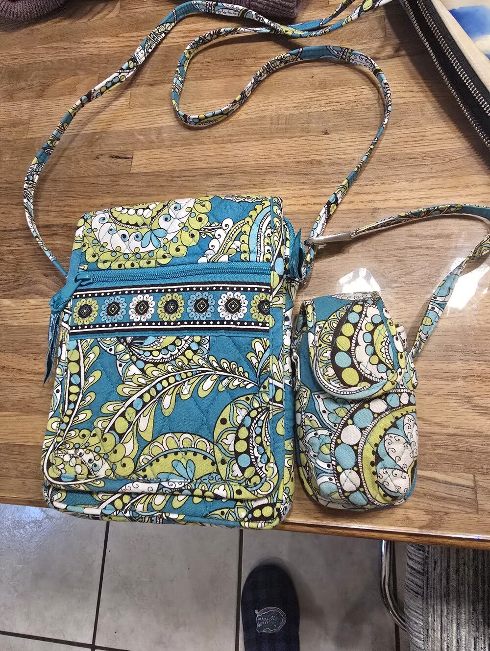 Vera Bradley Turquoise and Yellow Paisley Crossbody Bag